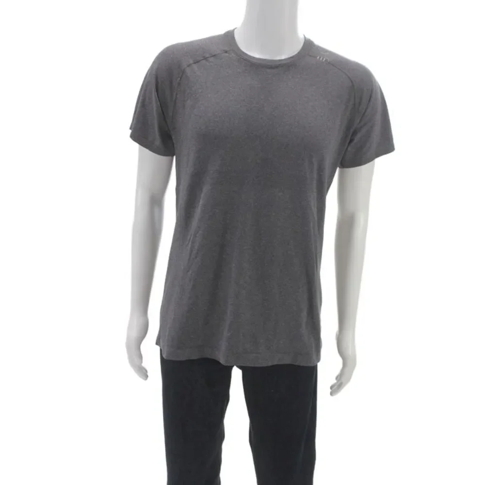 Lululemon Mens Gray Short Sleeve Basic T-Shirt Athleisure Synthetic Size M